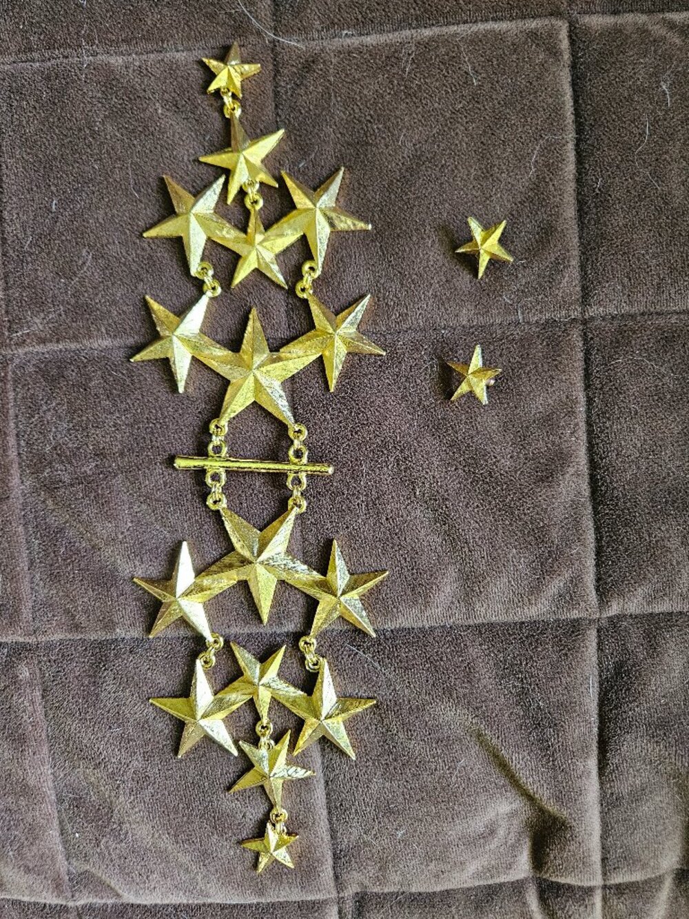 Shoulder Pin with Earrings.  Heavy pin. Hangs off both sides of shoulder